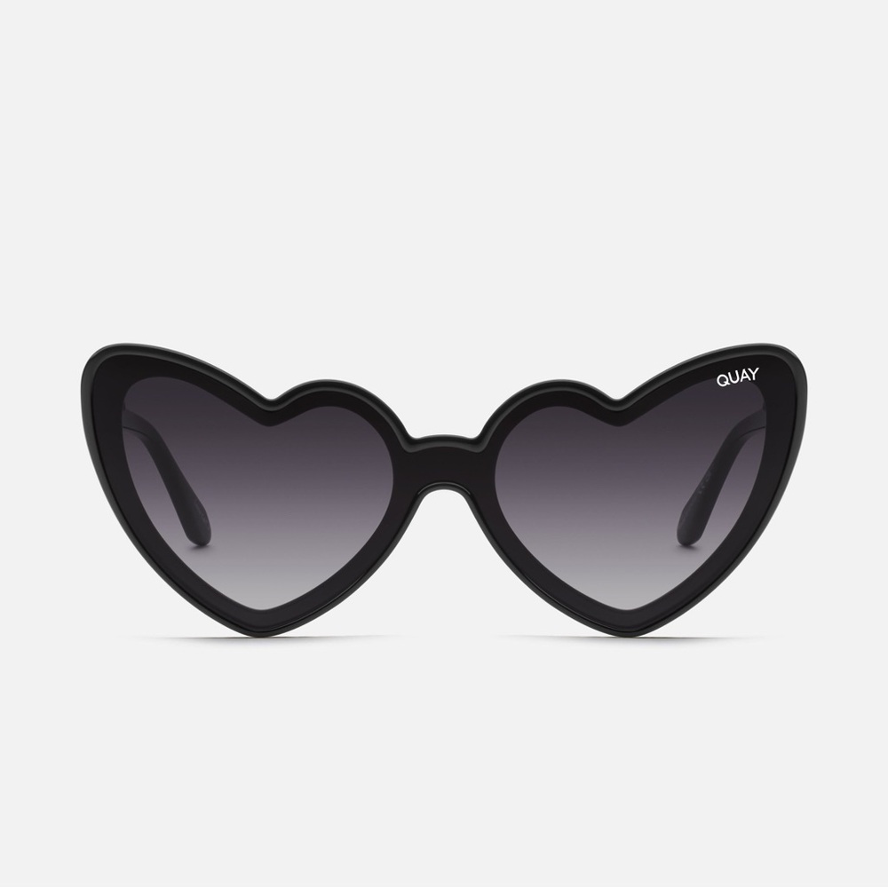 Quay Australia Black Love Struck Heart-Shaped Sunglasses